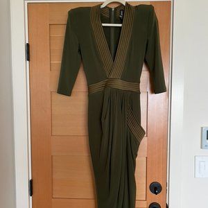 Zhivago Eye of Horus Olive Moss Green Midi dress size XS US2